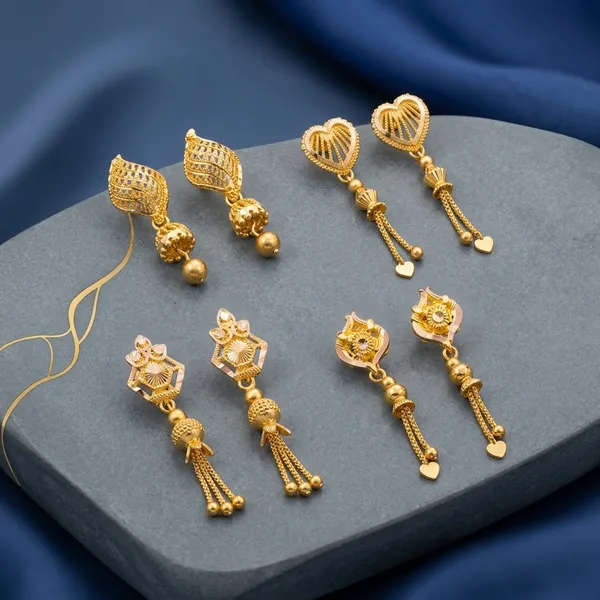 Tijarah_Gold_Dangle_Earring_Brass_Gold-Plated_For_Women_Pack_Of_4