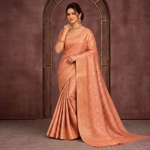 Rust_Mix_Cotton_Gold_Zari_Floral_Print_Saree_For_Women