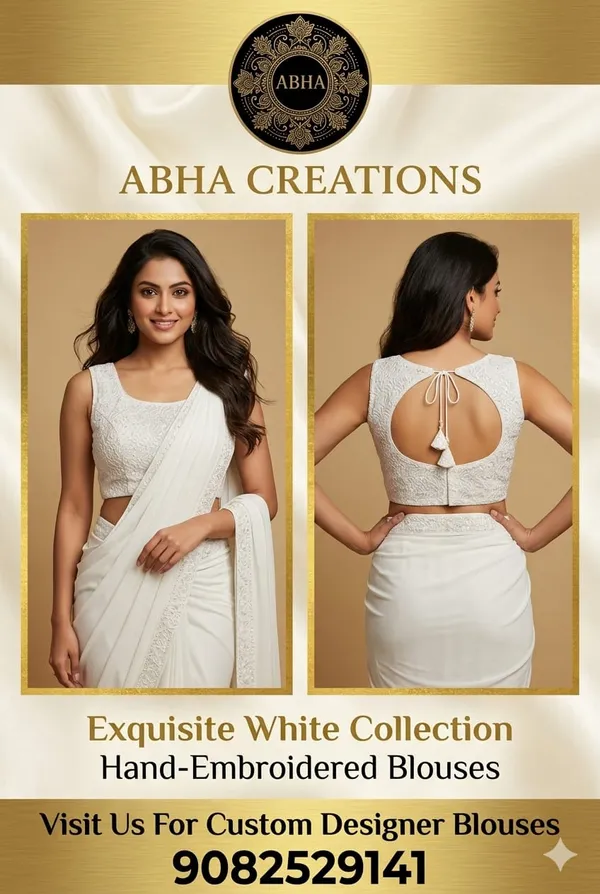 White_Net_Sleeveless_Cut_Out_Back_Embroidered_Blouse_For_Women
