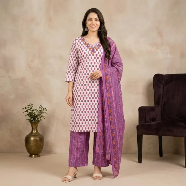 Purple_Cotton_Printed_Straight_Kurta_Palazzo_Dupatta_Set_For_Women