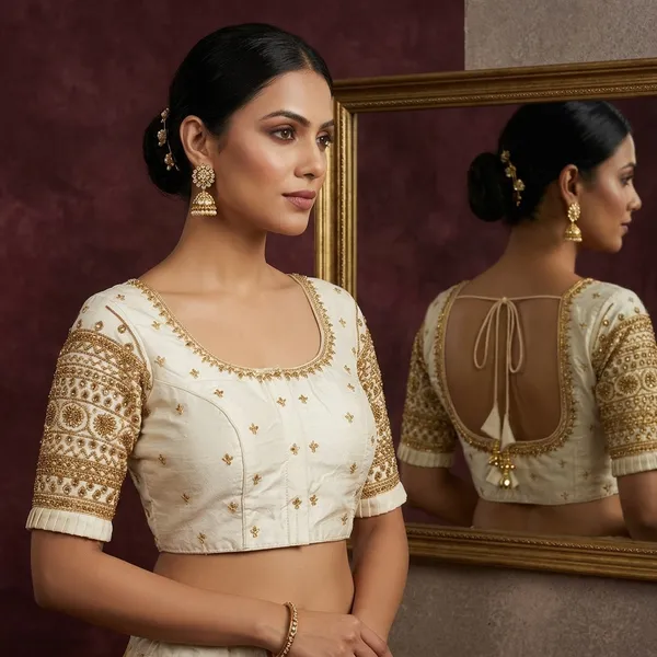 Cream_Silk_Aari_Work_Embroidered_Saree_Blouse_For_Women