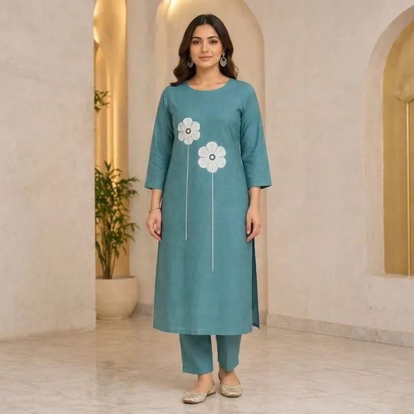 Teal_Cotton_Relaxed_Full_Length_Floral_Embroidered_Co_Ord_Set_For_Women