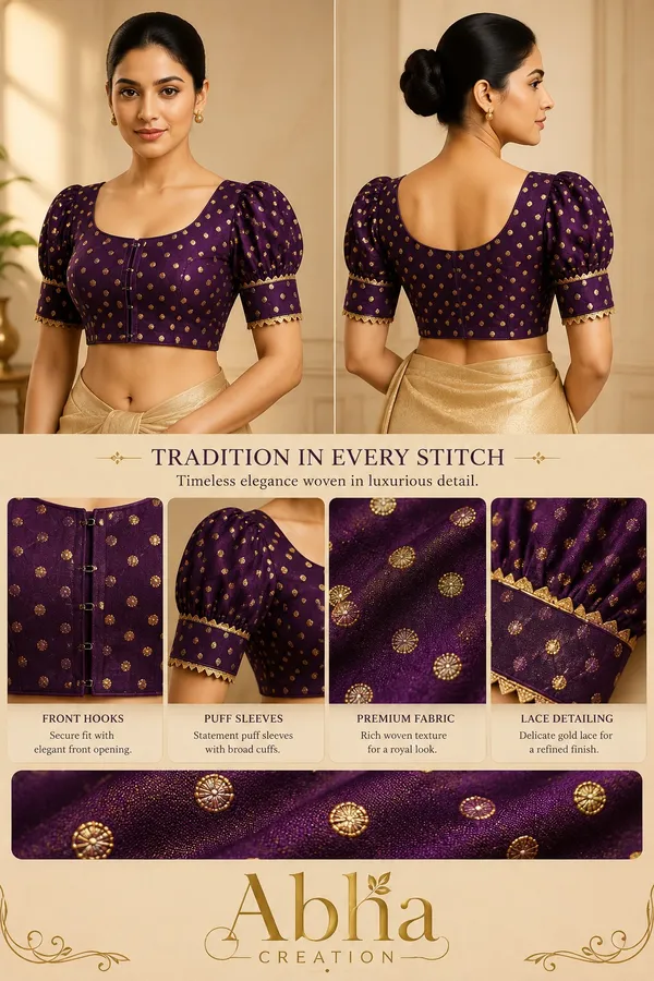 Purple_Silk_Zari_Woven_Puff_Sleeve_Saree_Blouse_For_Women