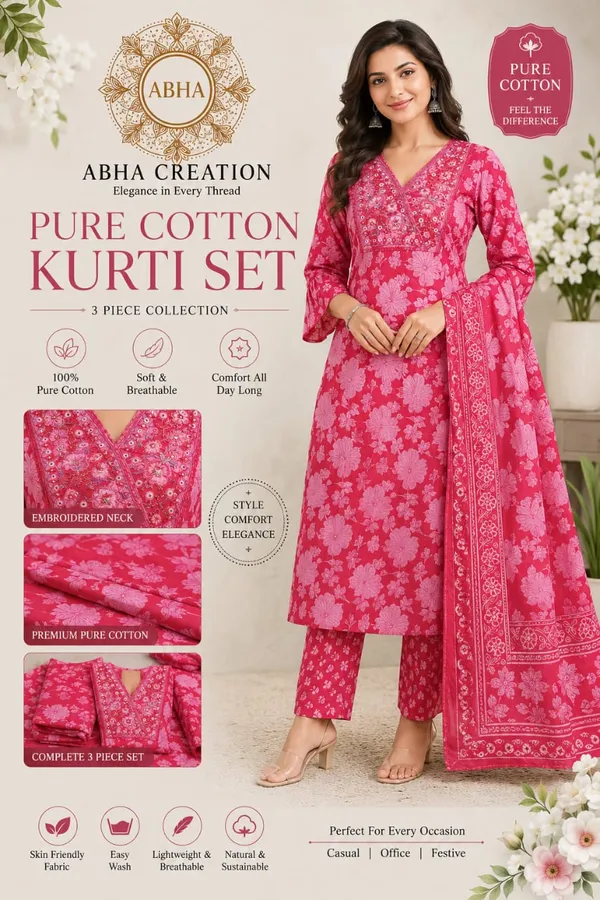 Pink_Cotton_Floral_Print_Embroidered_Kurti_Set_For_Women