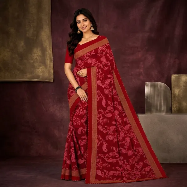 Maroon_Silk_Paisley_Print_Zari_Border_Saree_For_Women