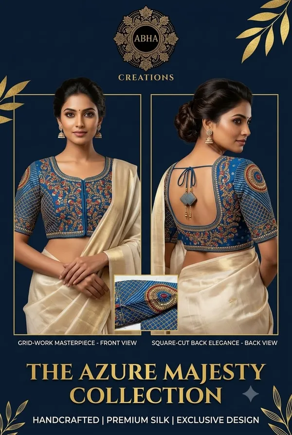 Blue_Silk_Square_Cut_Embroidered_Blouse_For_Women
