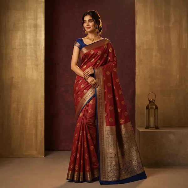 Maroon_Silk_Zari_Woven_Banarasi_Saree_For_Women