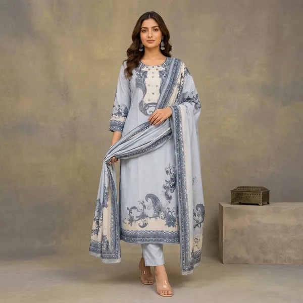 Grey_Silk_Printed_Straight_Kurta_Pant_Dupatta_Set_For_Women