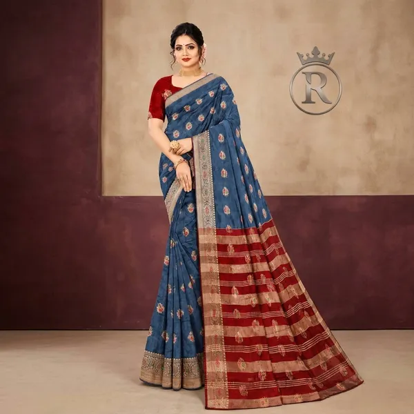 Blue_Licchi_Silk_Floral_Zari_Woven_Saree_For_Women