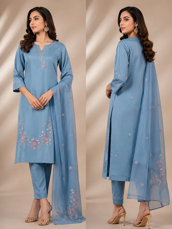 Blue_Silk_Straight_Embroidered_Kurta_Dupatta_Set_For_Women