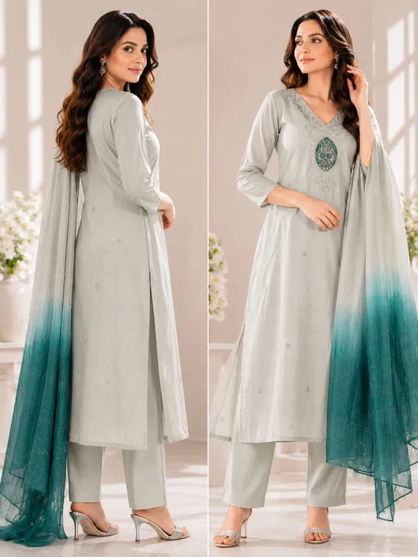 Grey_Teal_Silk_Straight_Embroidered_Kurta_Set_For_Women