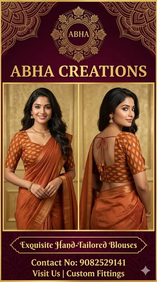 Orange_Cotton_Ikat_Print_Silk_Blend_Saree_For_Women
