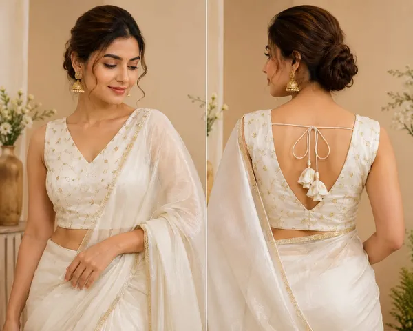White_Georgette_Embellished_Sleeveless_Saree_Blouse_For_Women