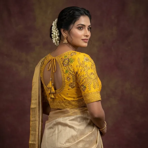 Yellow_Silk_Embroidered_Mirror_Work_Blouse_For_Women