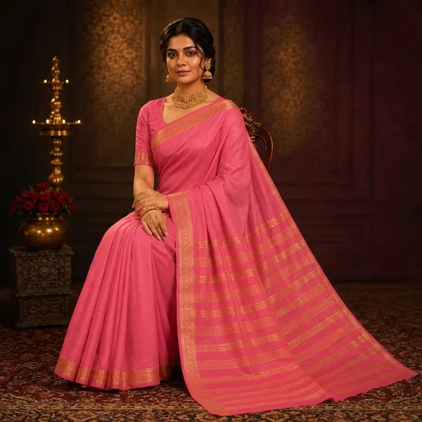 Pink_Silk_Blend_Woven_Zari_Border_Traditional_Saree_For_Women