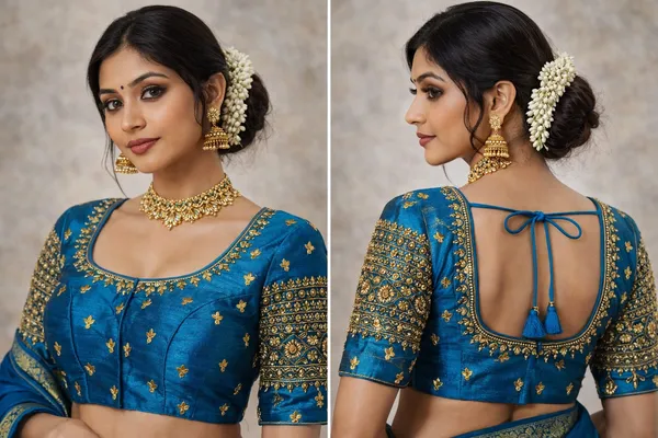 Teal_Silk_Zari_Embroidered_Square_Neck_Bridal_Blouse_For_Women