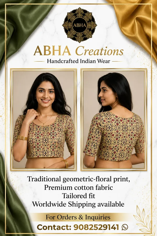 Beige_Cotton_Printed_Tailored_Fit_Saree_Blouse_For_Women