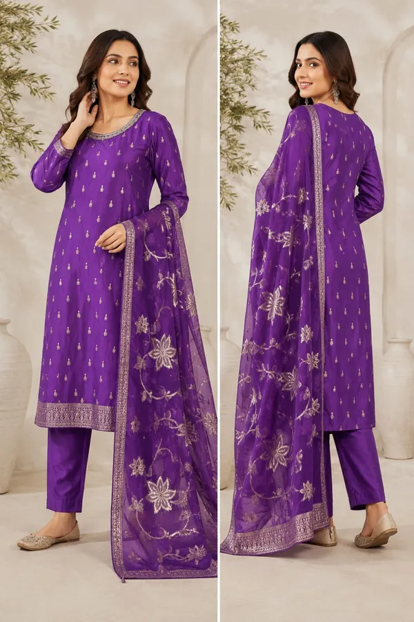 Purple_Banarasi_Silk_Straight_Embroidered_Kurta_Set_For_Women