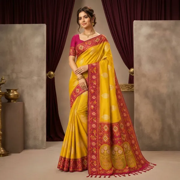 Yellow_Silk_Woven_Zari_Border_Traditional_Saree_For_Women