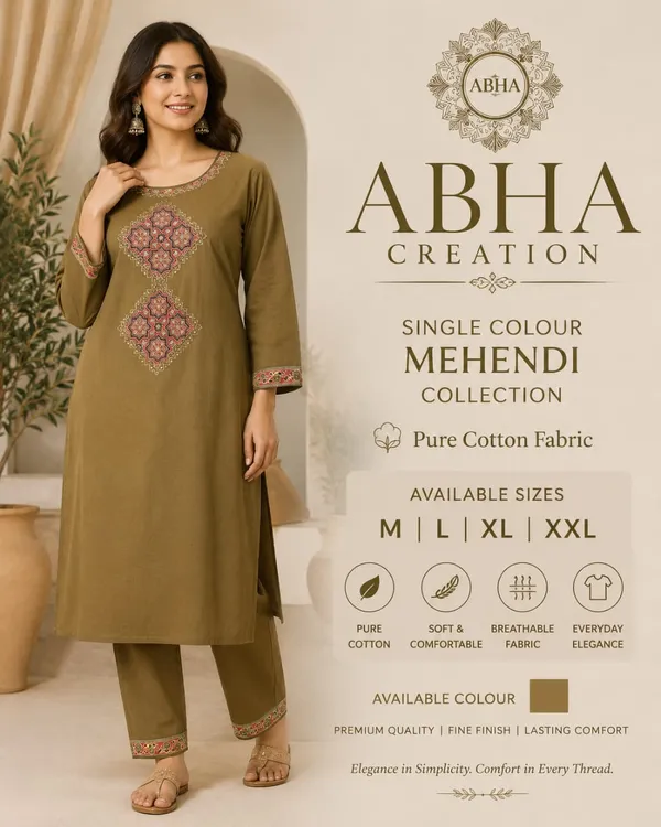 Mehendi_Green_Cotton_Straight_Embroidered_Kurta_Set_For_Women