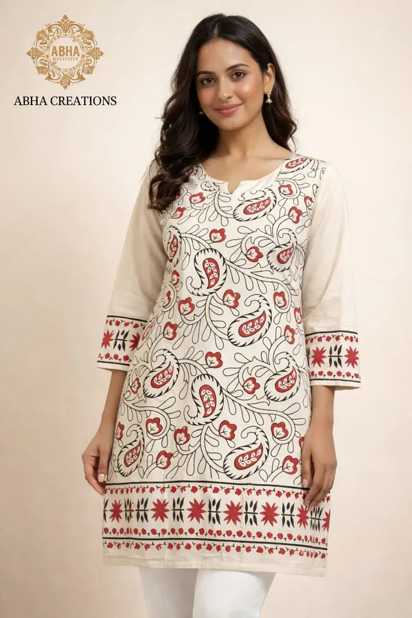 Off_White_Cotton_Printed_Straight_Kurti_For_Women
