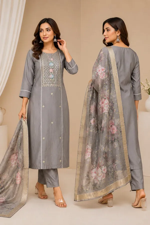 Grey_Silk_Embroidered_Straight_Kurta_Pant_Dupatta_Set_For_Women