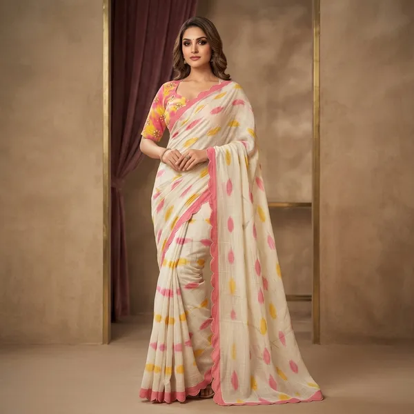 White_Linen_Cotton_Handloom_Printed_Saree_For_Women