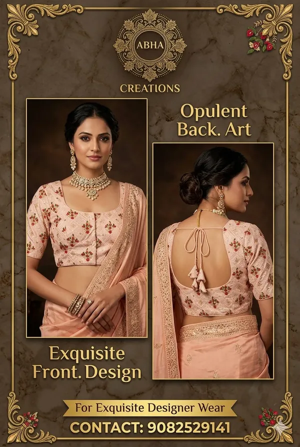 Peach_Silk_Embroidered_Square_Neck_Saree_Blouse_For_Women