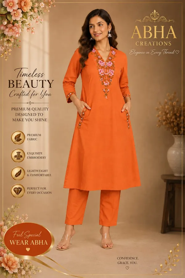 Orange_Cotton_A_Line_Floral_Embroidered_Kurta_Set_For_Women