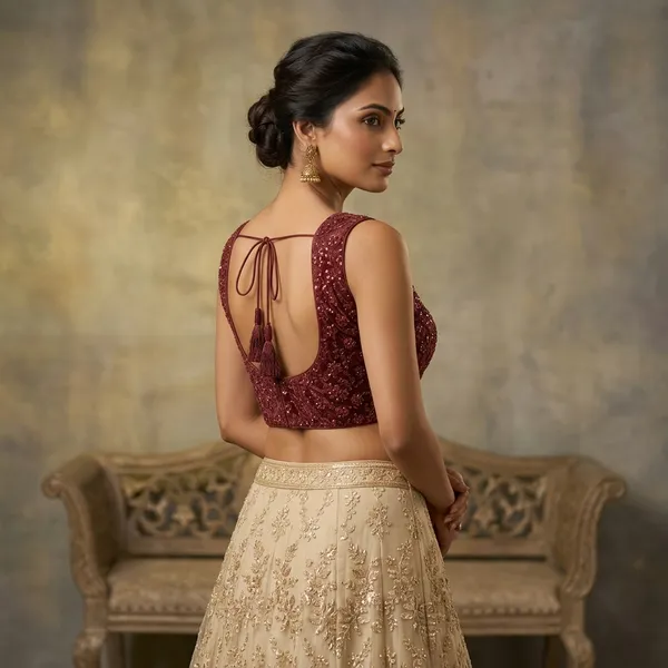 Maroon_Net_Sequin_Embroidered_Sleeveless_Blouse_For_Women