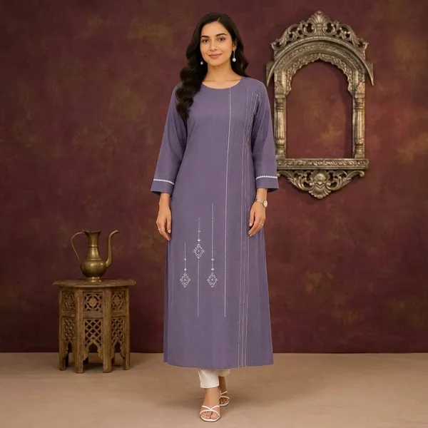 Purple_Rayon_Straight_Fit_Floral_Embroidered_Kurti_For_Women