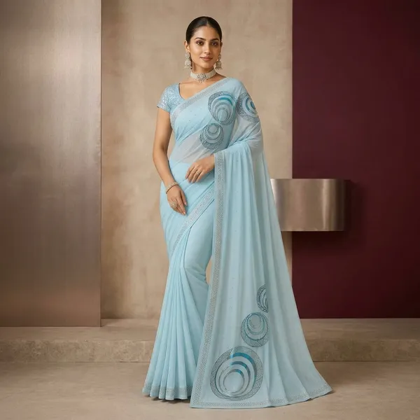Sky_Blue_Licchi_Silk_Sequin_Embellished_Fancy_Saree_For_Women