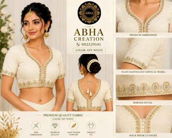 Off_White_Silk_Embroidered_V_Neck_Saree_Blouse_For_Women