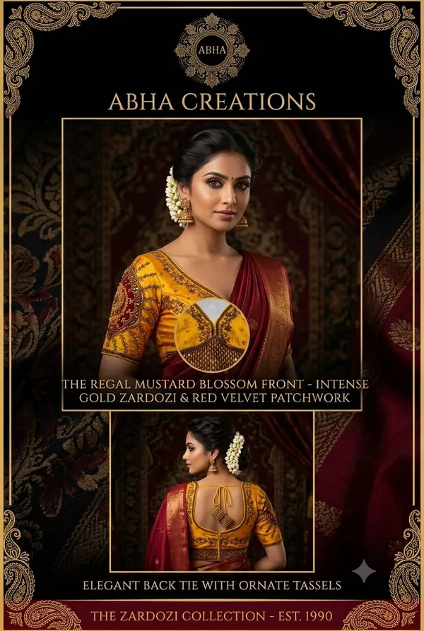 Mustard_Silk_Zardozi_Embroidered_Fitted_Blouse_For_Women