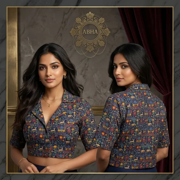 Navy_Cotton_Printed_Collar_Neck_Crop_Top_Blouse_For_Women