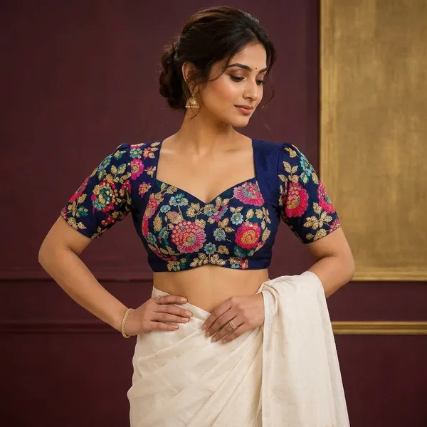 Navy_Blue_Silk_Embroidered_Sweetheart_Neck_Saree_Blouse_For_Women