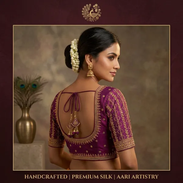 Purple_Silk_Aari_Embroidered_Saree_Blouse_For_Women