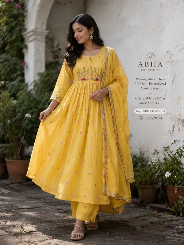 Yellow_Roman_Silk_Anarkali_Kurti_Palazzo_Dupatta_Set_For_Women