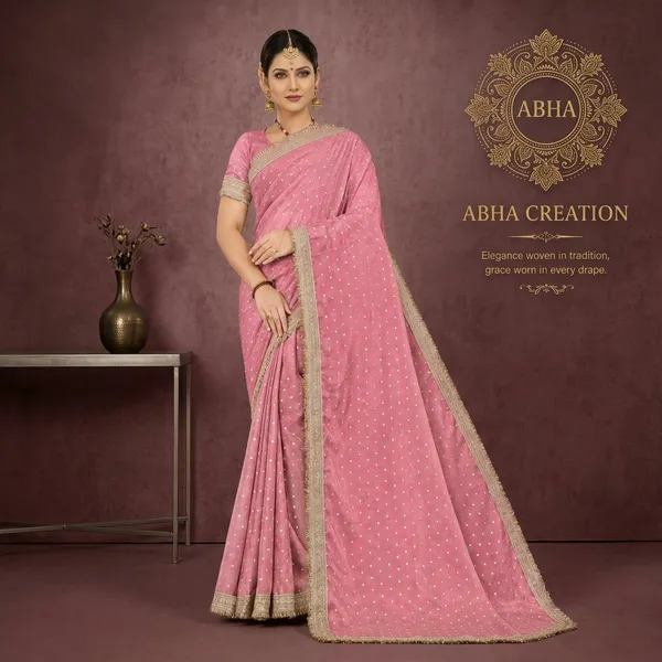 Pink_Shimmer_Organza_Silk_Embroidered_Stone_Border_Saree_For_Women