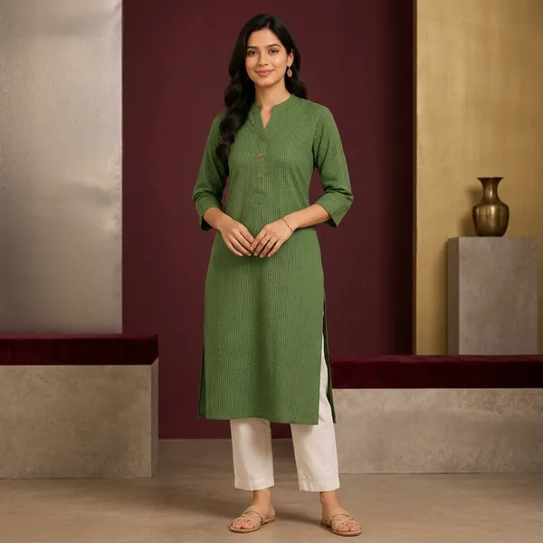 Green_Cotton_Straight_Fit_Striped_Kurta_Palazzo_Set_For_Women