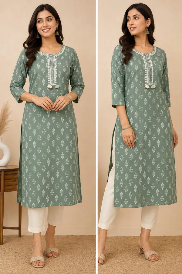 Sage_Green_Cotton_Printed_Straight_Kurta_With_Tassel_Detail_For_Women