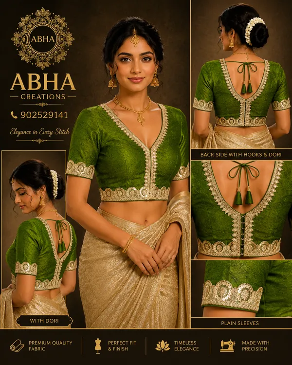 Green_Silk_Embroidered_V_Neck_Fitted_Saree_Blouse_For_Women