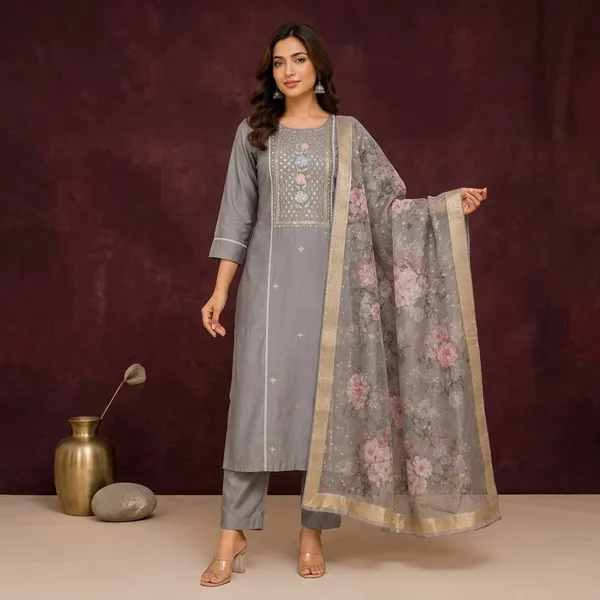 Grey_Silk_Embroidered_Straight_Kurta_Pant_Dupatta_Set_For_Women