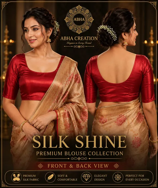 Red_Silk_Round_Neck_Elbow_Sleeve_Saree_Blouse_For_Women