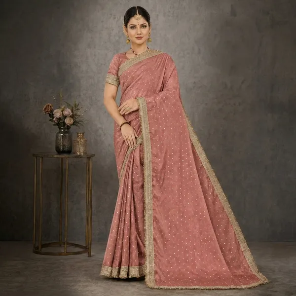 Dusty_Pink_Shimmer_Organza_Silk_Sequin_Zari_Border_Saree_For_Women