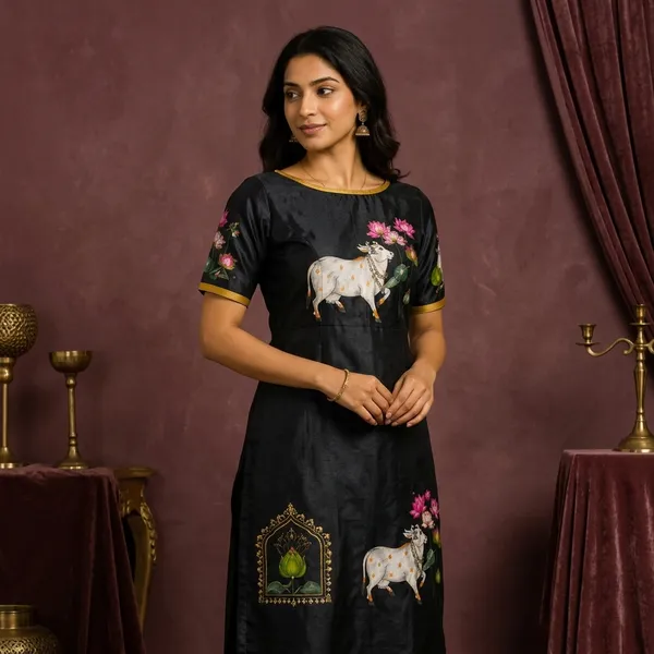 Black_Cotton_Tailored_Fit_Printed_Blouse_For_Women