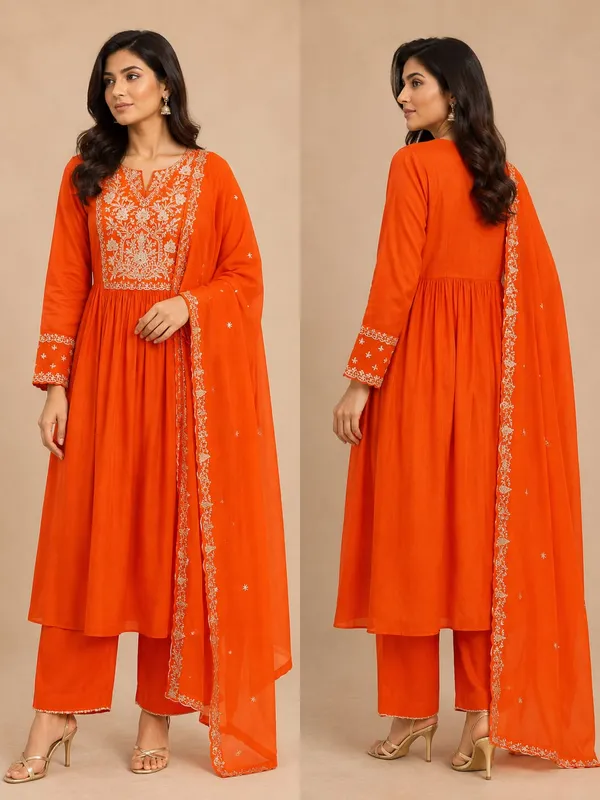 Orange_Silk_Anarkali_Embroidered_Kurta_Palazzo_Dupatta_Set_For_Women