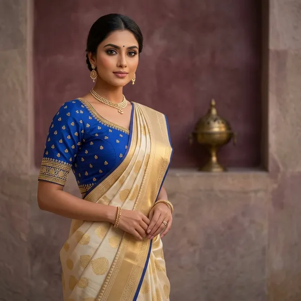 Gold_Silk_Zari_Woven_Blouse_For_Women