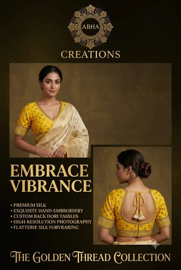Yellow_Silk_Embroidered_V_Neck_Saree_Blouse_For_Women