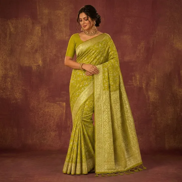 Green_Silk_Golden_Zari_Woven_Banarasi_Saree_For_Women